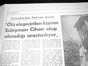 Süleyman Cihan katledildikten sonra Cumhuriyet gazetesinde çıkan haberlerden bir küpür