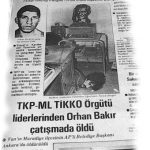 Orhan Bakır katledildikten sonra Cumhuriyet gazetesinde yer alan haber küpürü