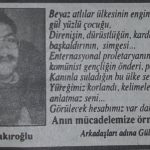 Mehmet Ali Çakıroğlu için Aydınlık'ta yayınlanan ilan